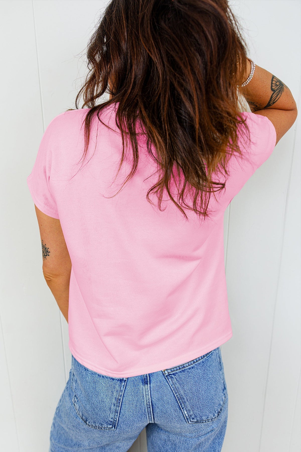 Cotton T-shirt with embroidered leopard bow and crew neck