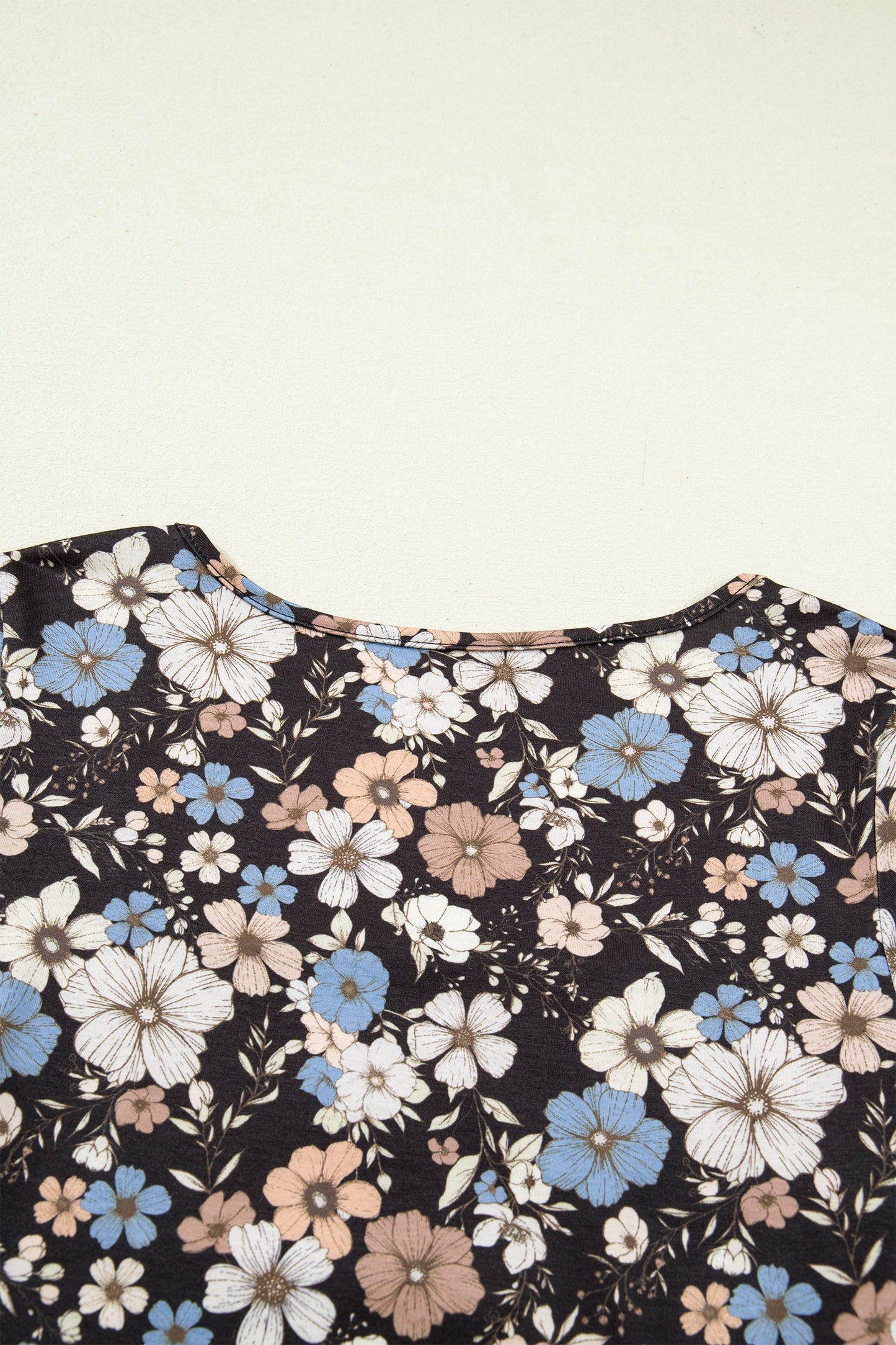 Slim Long Sleeve T-shirt with Black Floral Print