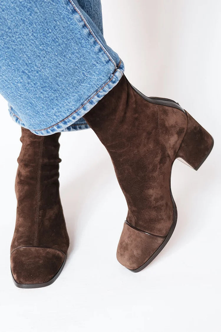Women’s Heeled Ankle Boots – Faux Suede Style