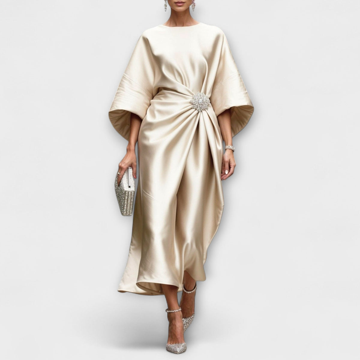 Elegant Shimmer Satin Maxi Dress for Special Occasions