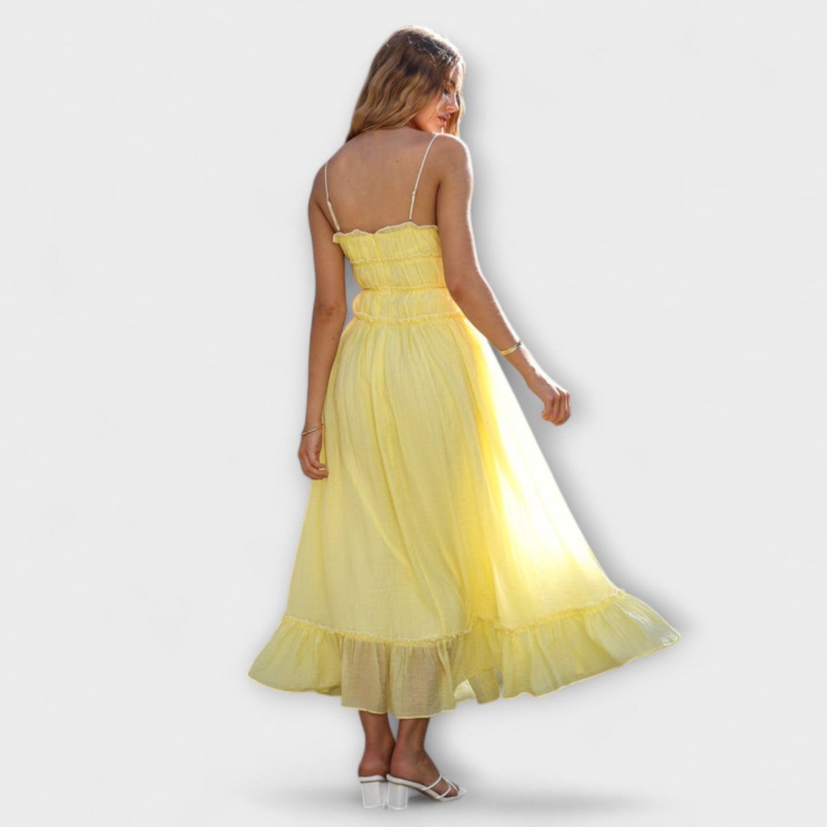 Celine - Chic Ruffled Hem Midi Dress for Events