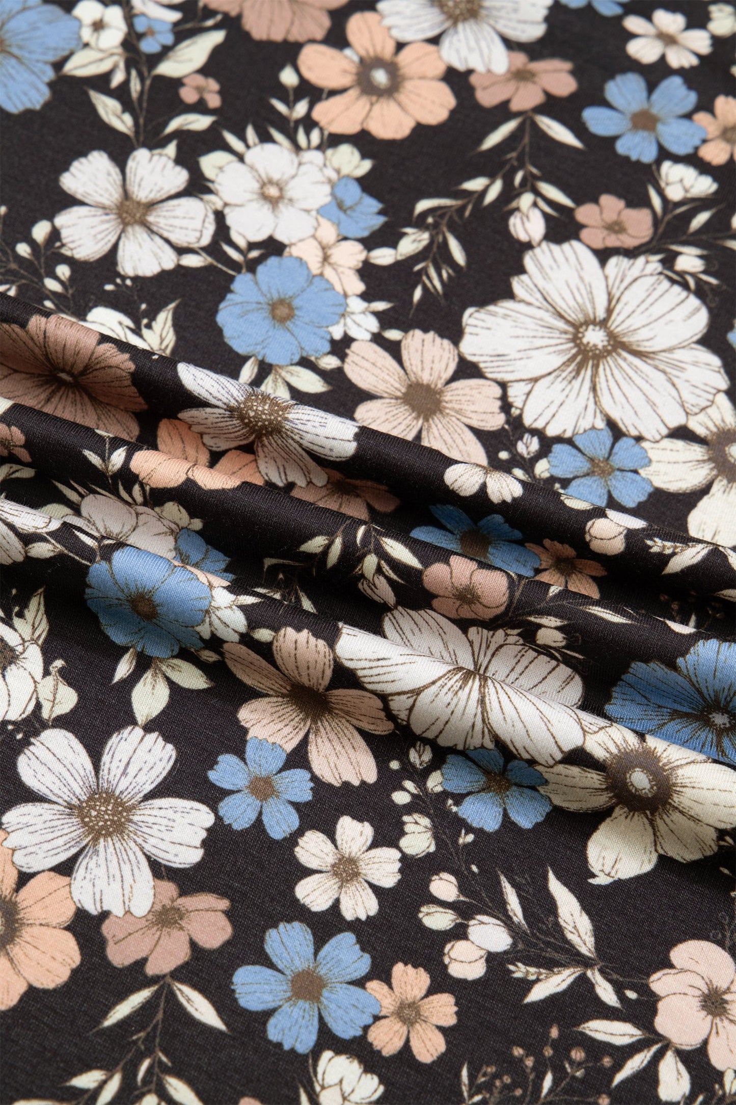 Slim Long Sleeve T-shirt with Black Floral Print