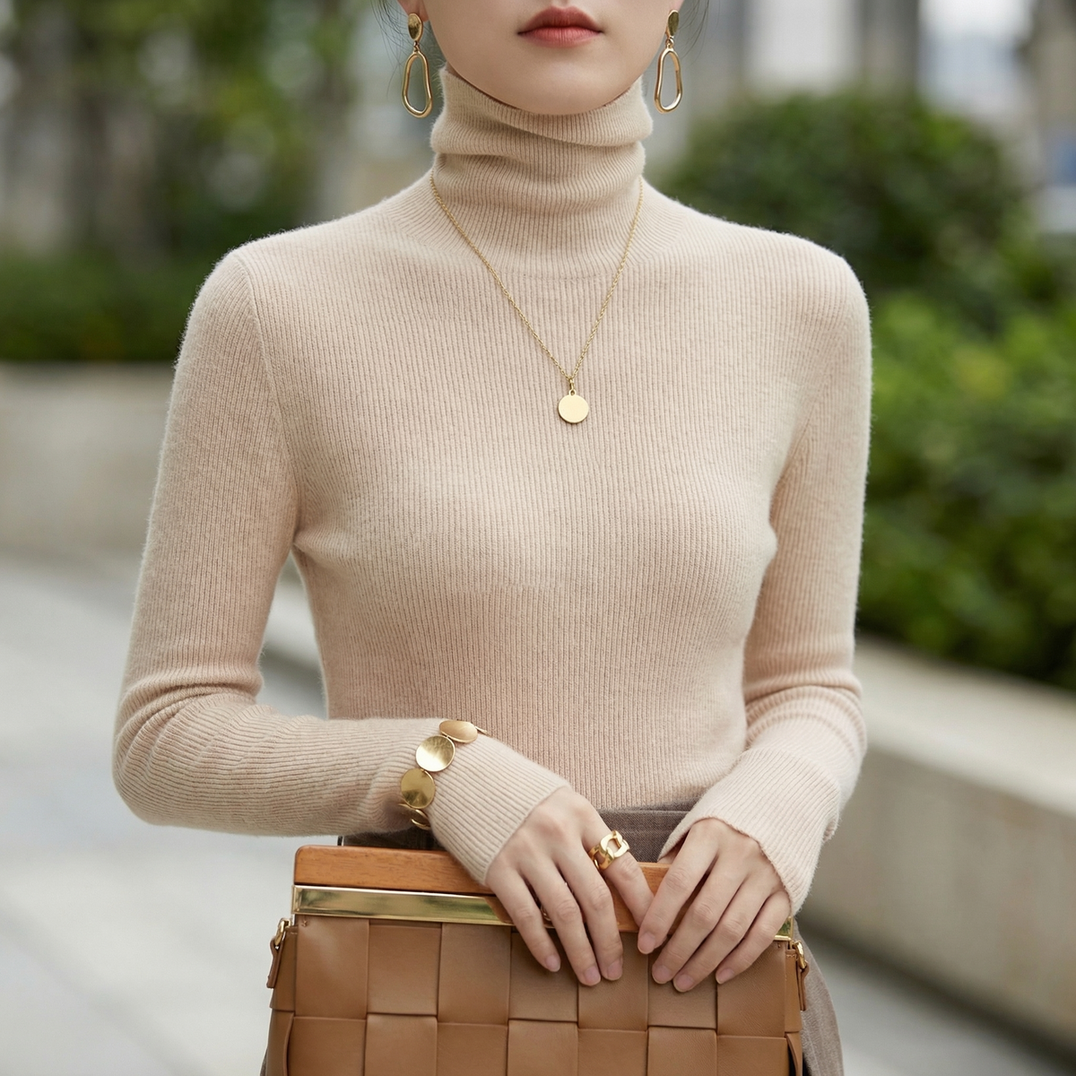 Aria Cashmere-Feel Turtleneck