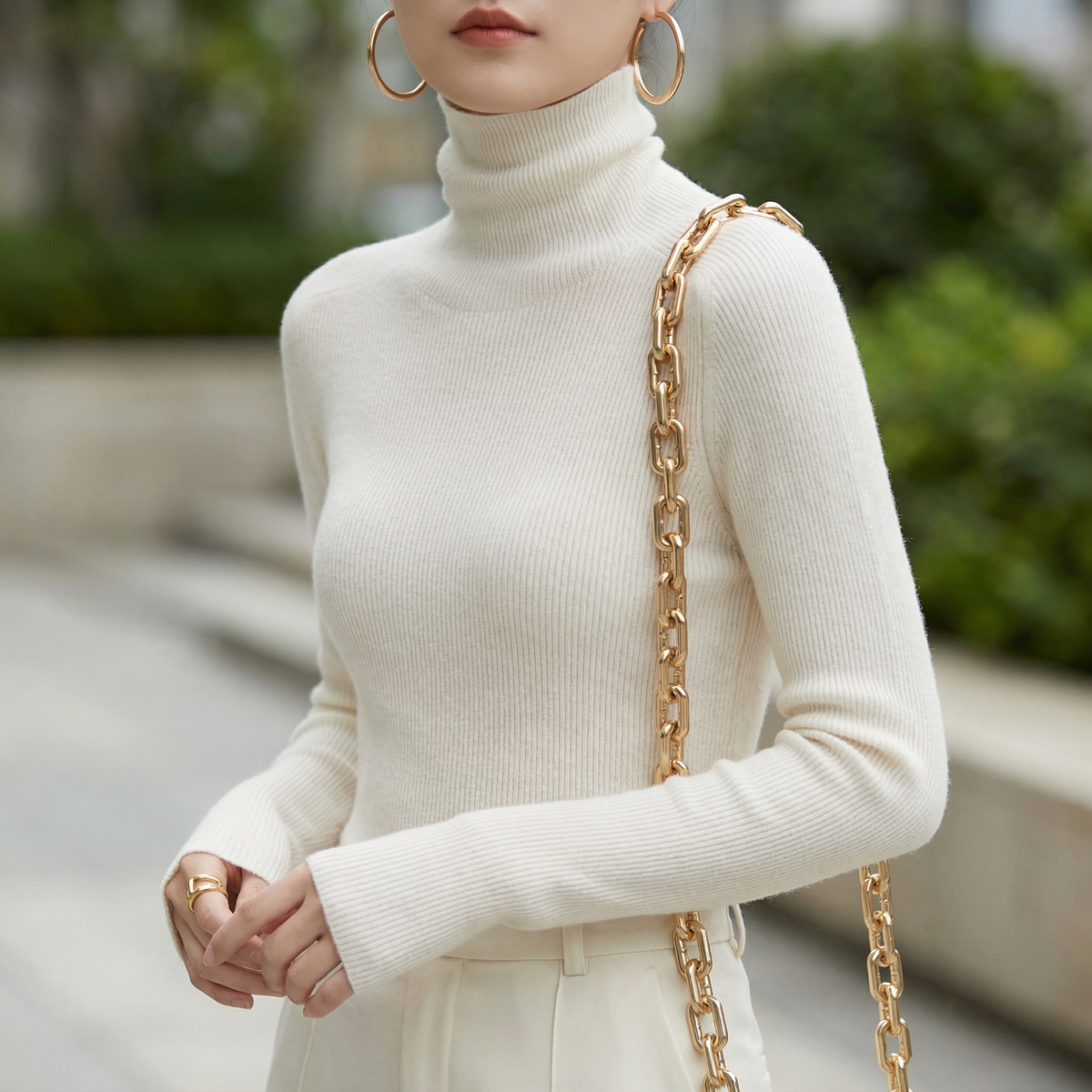 Aria Cashmere-Feel Turtleneck