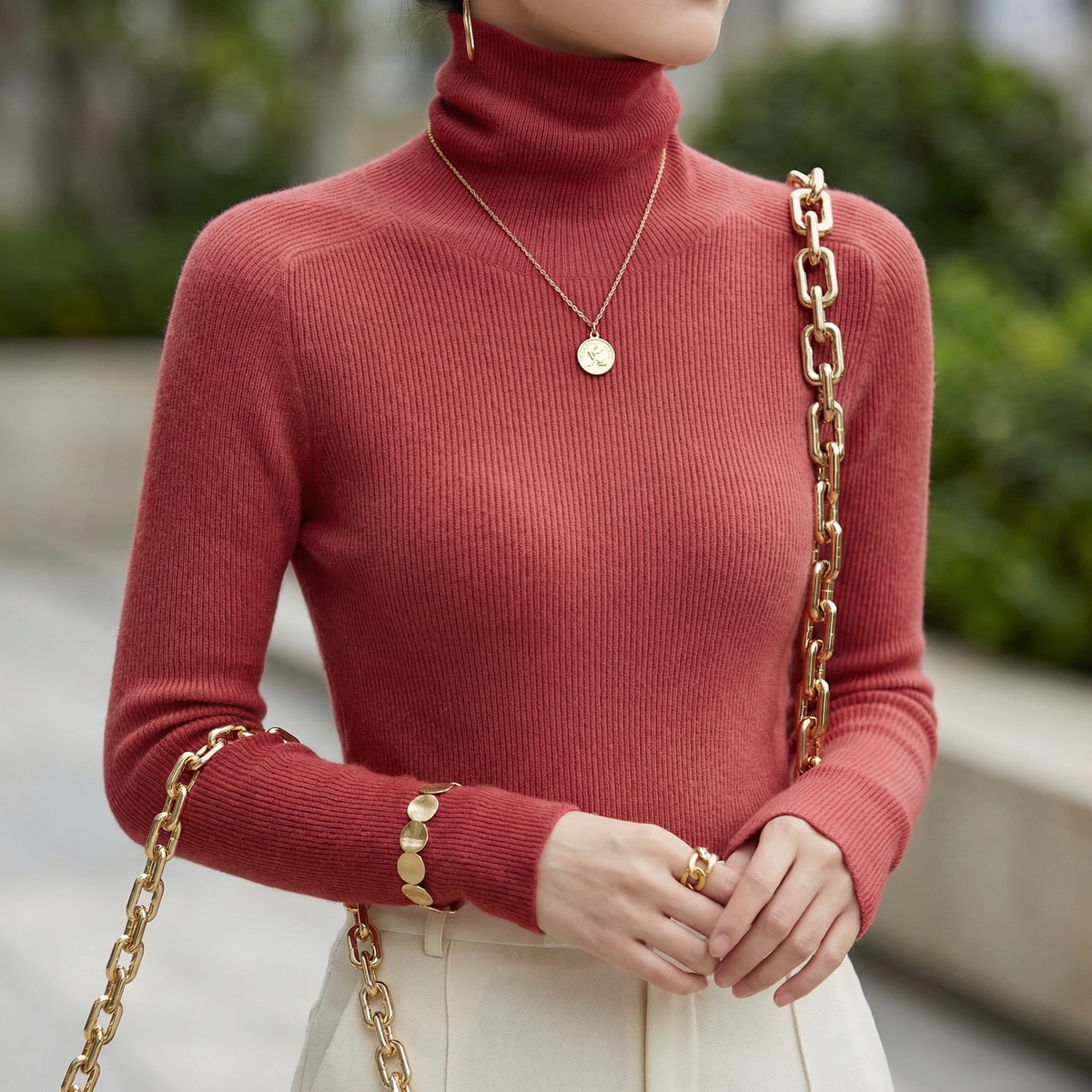 Aria Cashmere-Feel Turtleneck