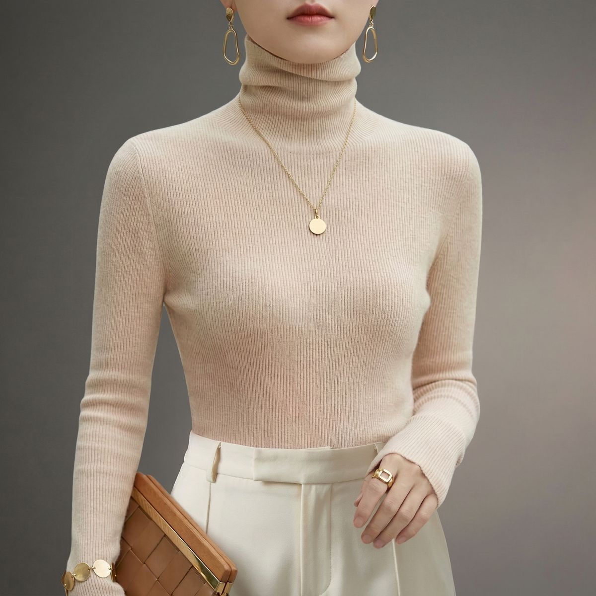 Mila Cashmere-Feel Turtleneck