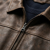 Men's Faux-Leather Zip Jacket, Shirt-Collar Cool-Season Coat