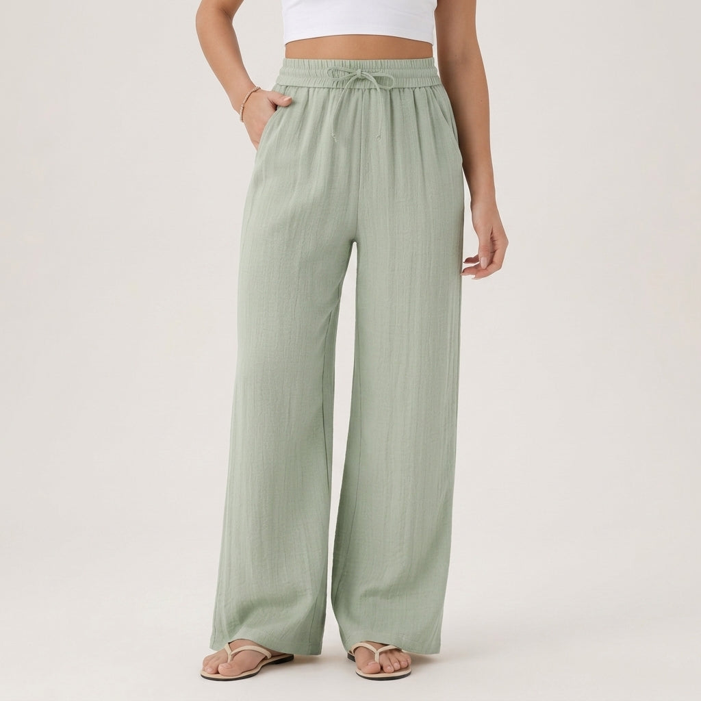 Marisol Linen-Feel Wide-Leg Pants