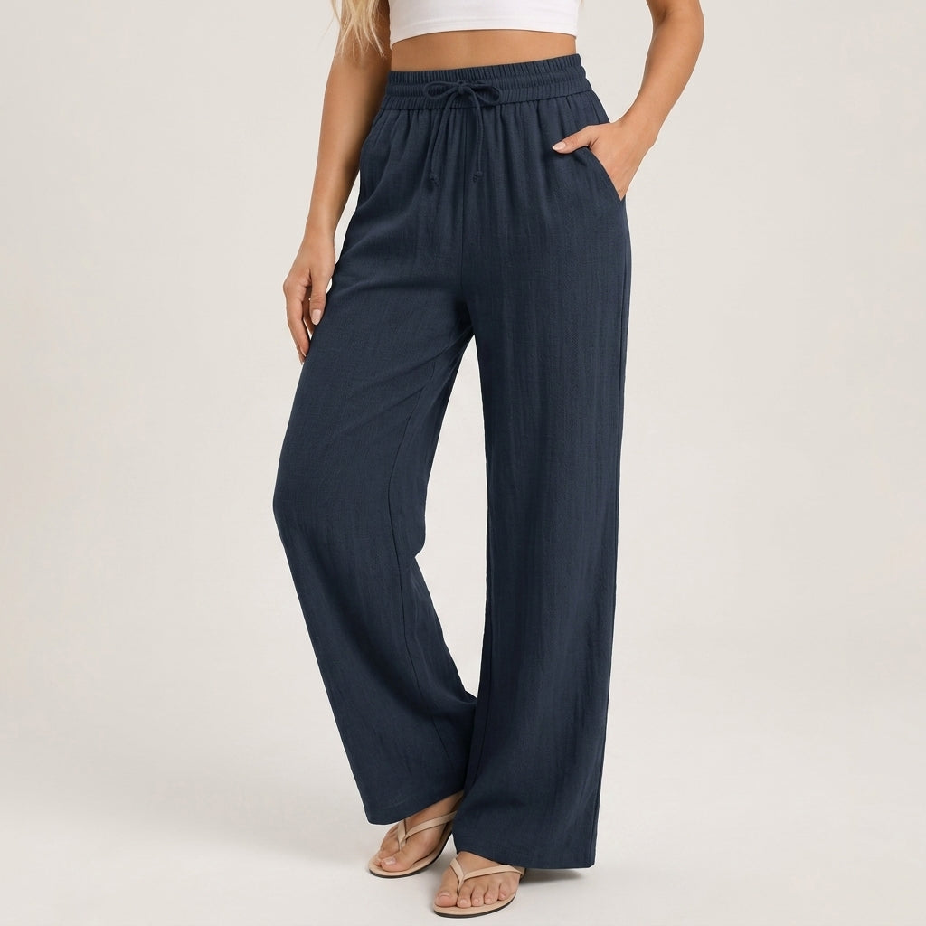 Marisol Linen-Feel Wide-Leg Pants