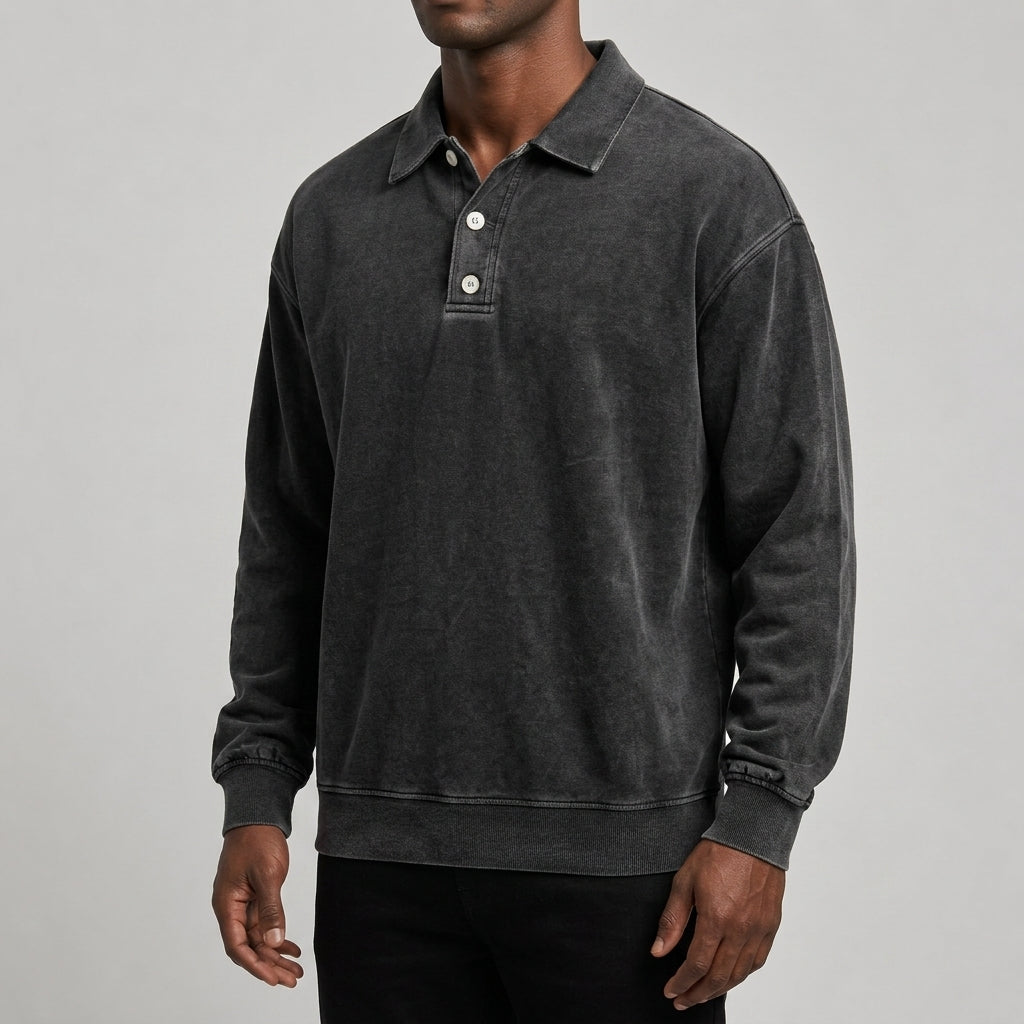 Everett Washed Polo Sweatshirt