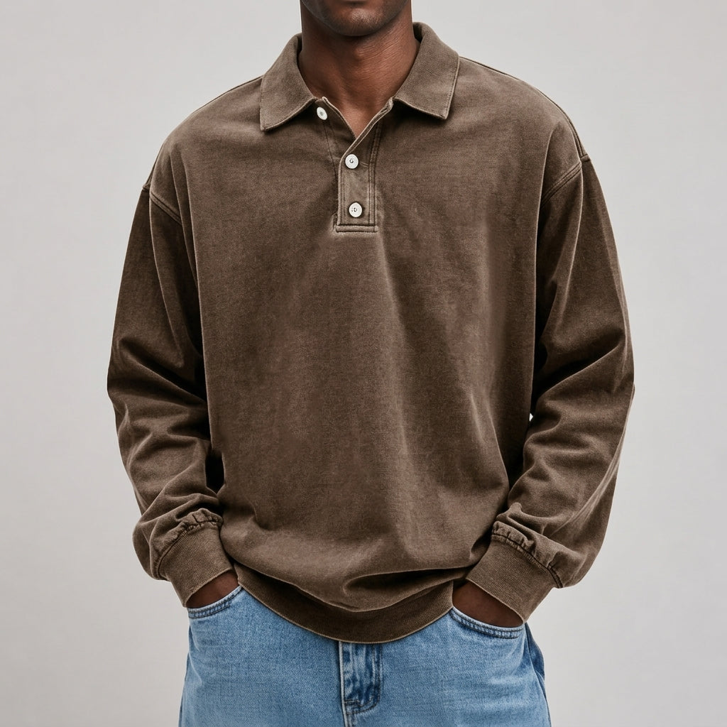 Everett Washed Polo Sweatshirt
