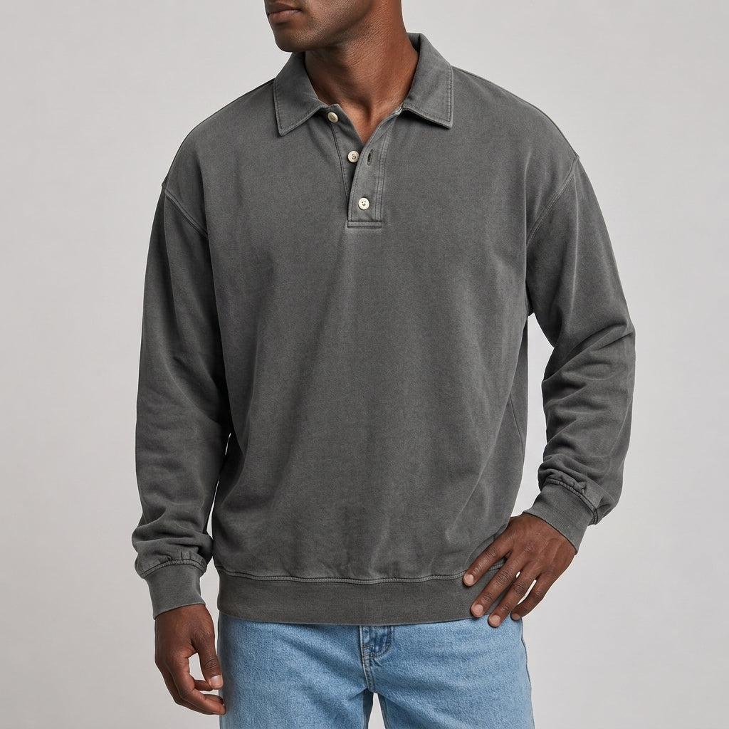 Everett Washed Polo Sweatshirt