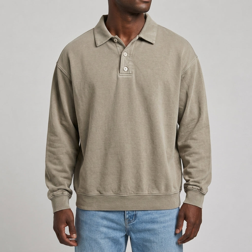 Everett Washed Polo Sweatshirt