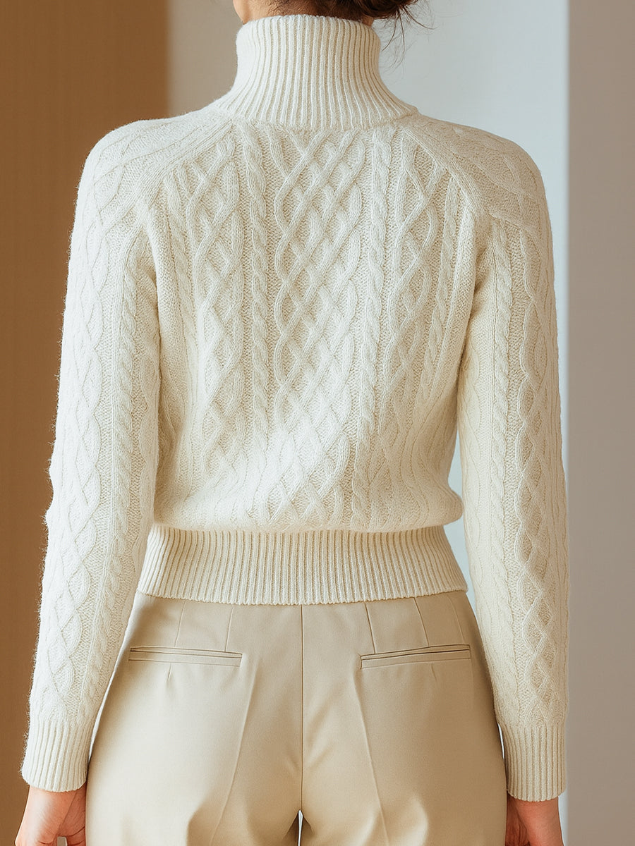 Avril-Eve Cable Knit Zip-Up Cardigan