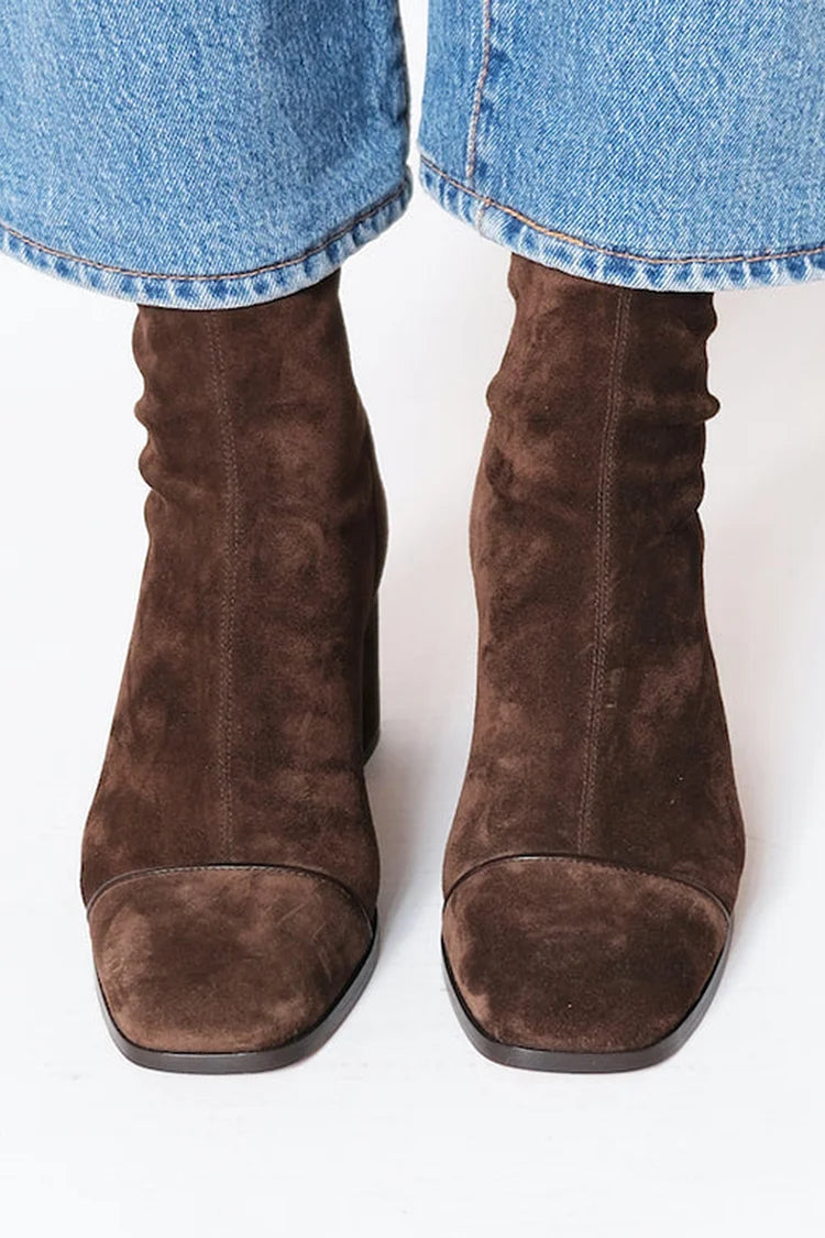 Women’s Heeled Ankle Boots – Faux Suede Style