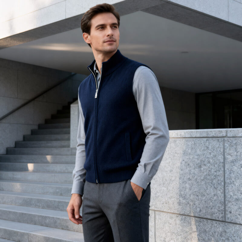 Harrington Cashmere-Feel Zip Vest