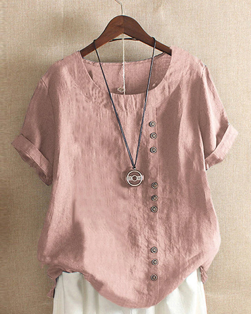 Lena Women's Blouse – Lightweight Linen Blouse with Buttons and Natural Look