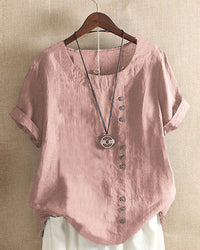 Lena Women's Blouse – Lightweight Linen Blouse with Buttons and Natural Look