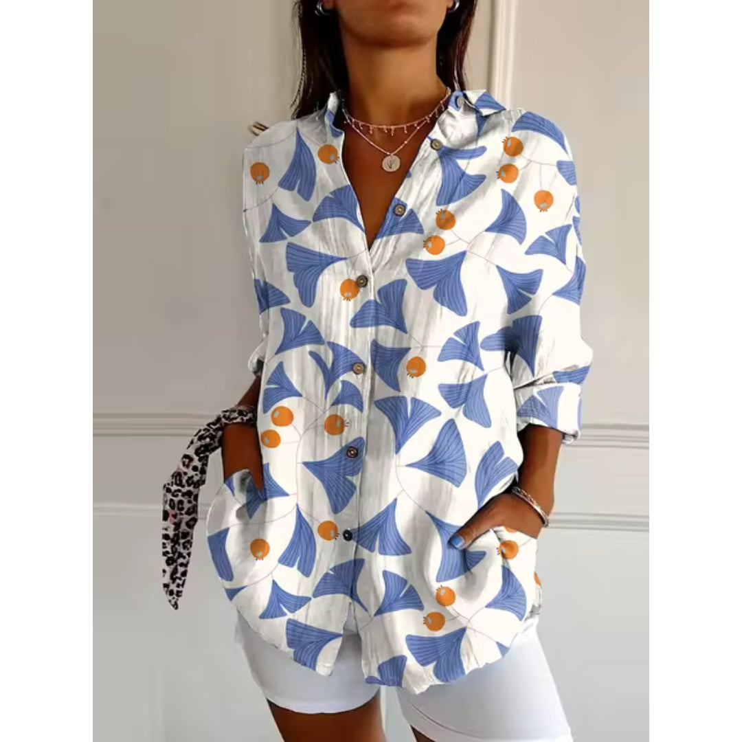 Women's Floral Button-Up Blouse