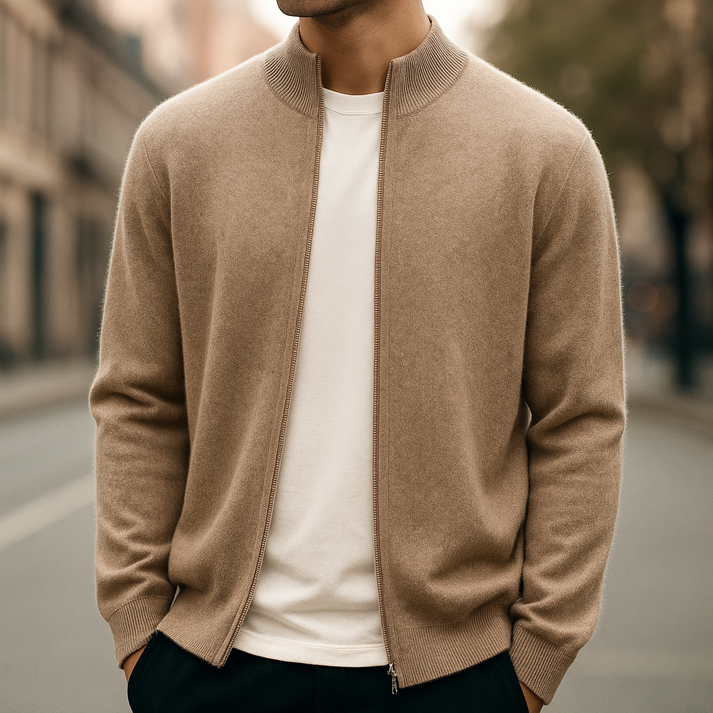 Olympus Cashmere-Feel Zip Cardigan