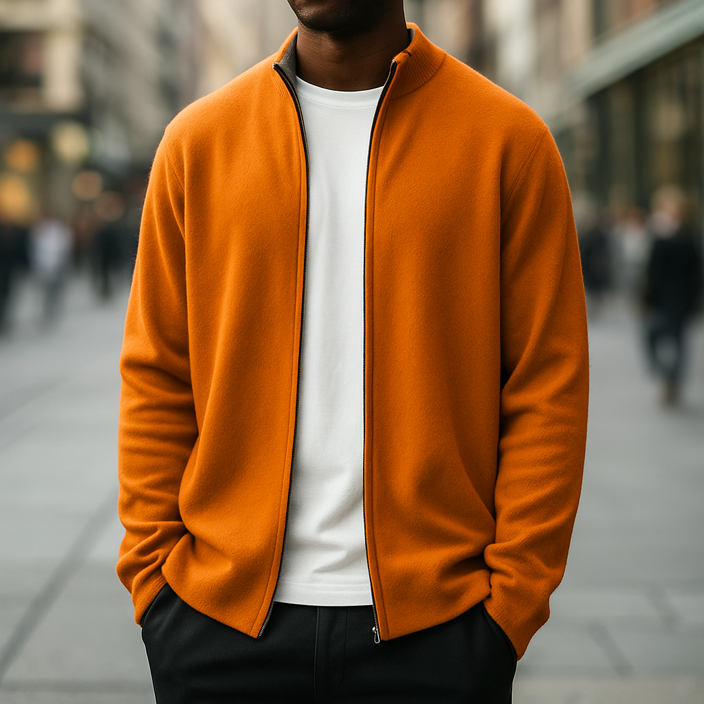 Olympus Cashmere-Feel Zip Cardigan