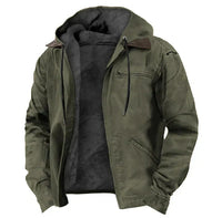 Men's Fleece-Lined Hooded Jacket, Zip-Front Woven Shell