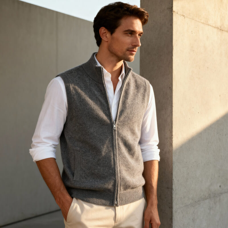 Harrington Cashmere-Feel Zip Vest