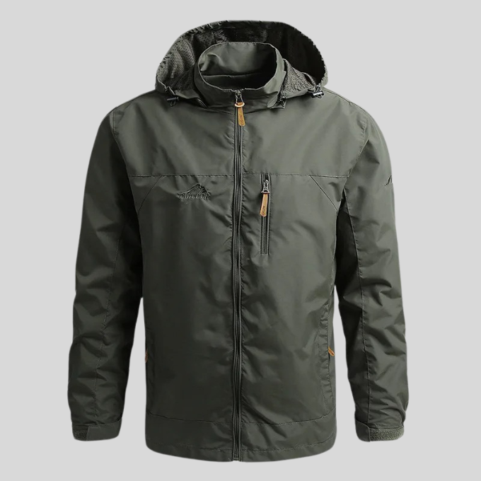 Men's Water-Repellent Hooded Shell Jacket, Mesh-Lined Utility Coat