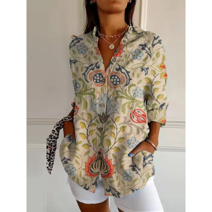 Women's Floral Button-Up Blouse