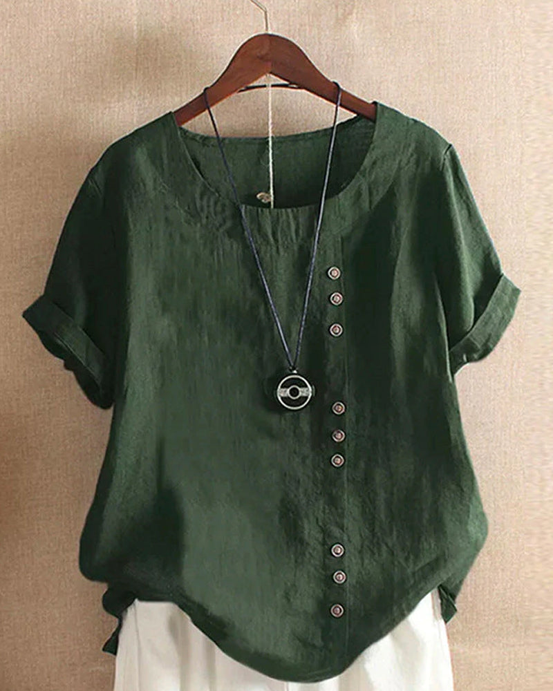 Lena Women's Blouse – Lightweight Linen Blouse with Buttons and Natural Look
