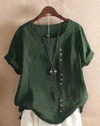 Lena Women's Blouse – Lightweight Linen Blouse with Buttons and Natural Look