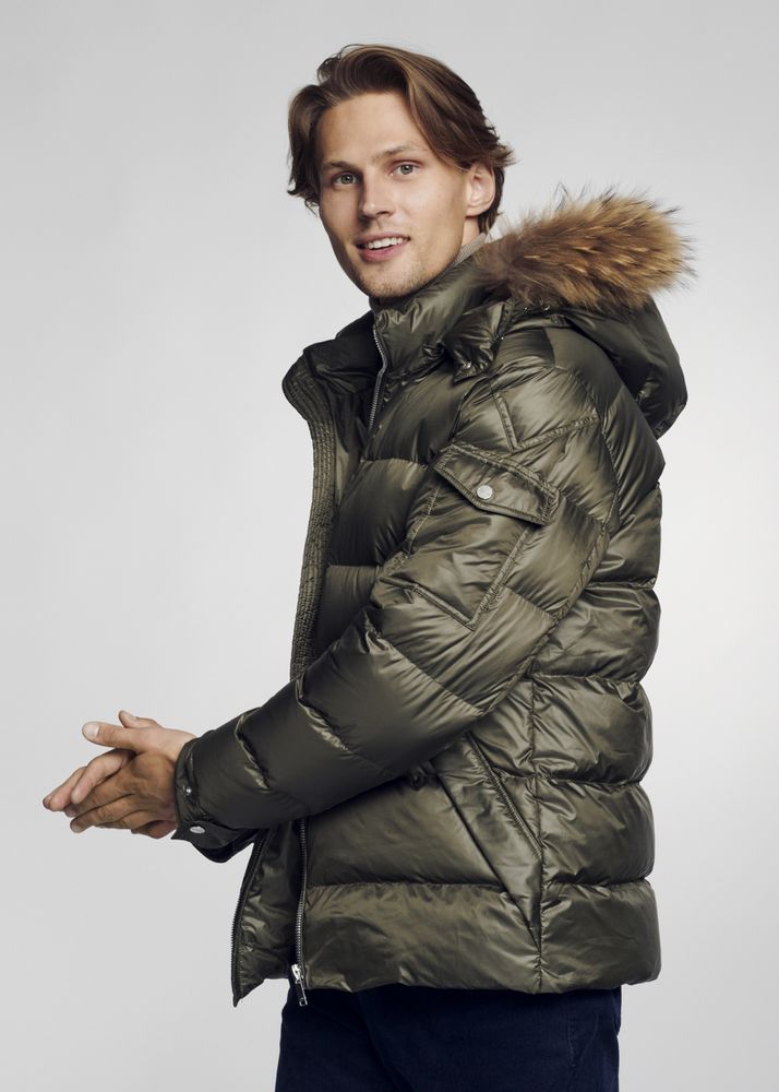 Men's Padded Hooded Puffer Jacket, Faux-Fur Trim Winter Coat