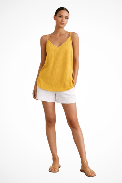 Nerina | Women's Spring Linen Top with Thin Straps