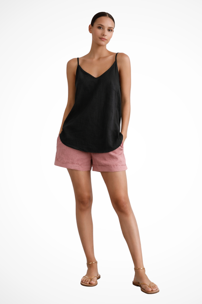 Nerina | Women's Spring Linen Top with Thin Straps