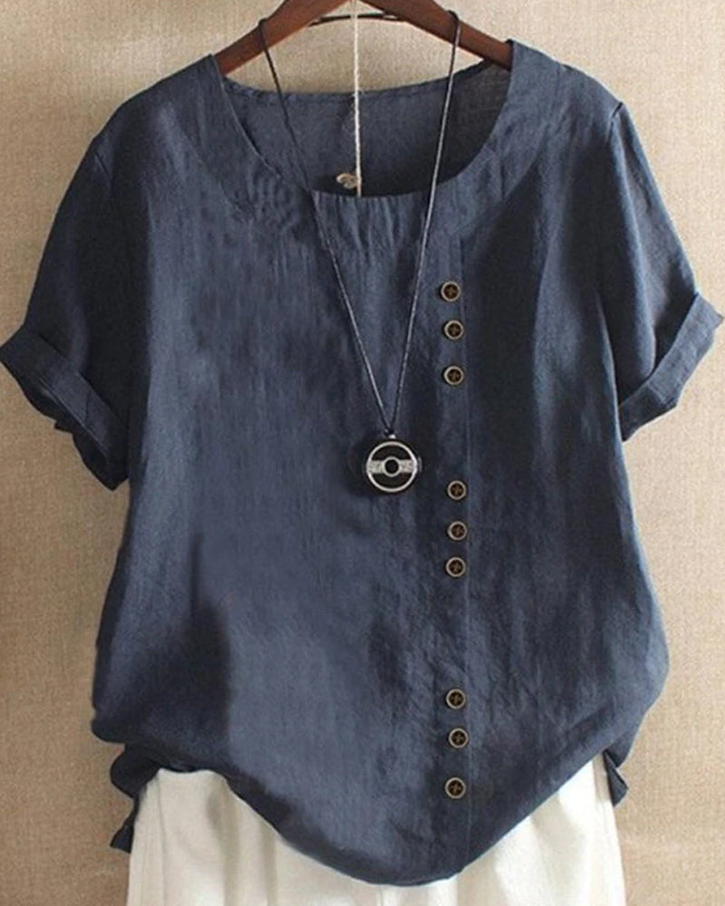Lena Women's Blouse – Lightweight Linen Blouse with Buttons and Natural Look