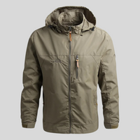 Men's Water-Repellent Hooded Shell Jacket, Mesh-Lined Utility Coat