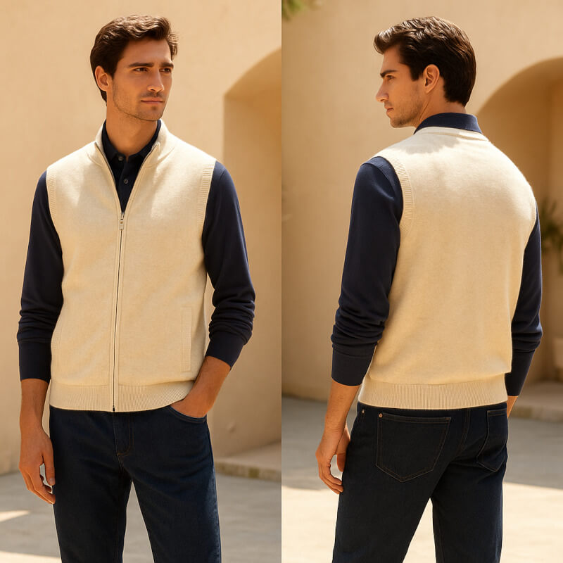 Harrington Cashmere-Feel Zip Vest