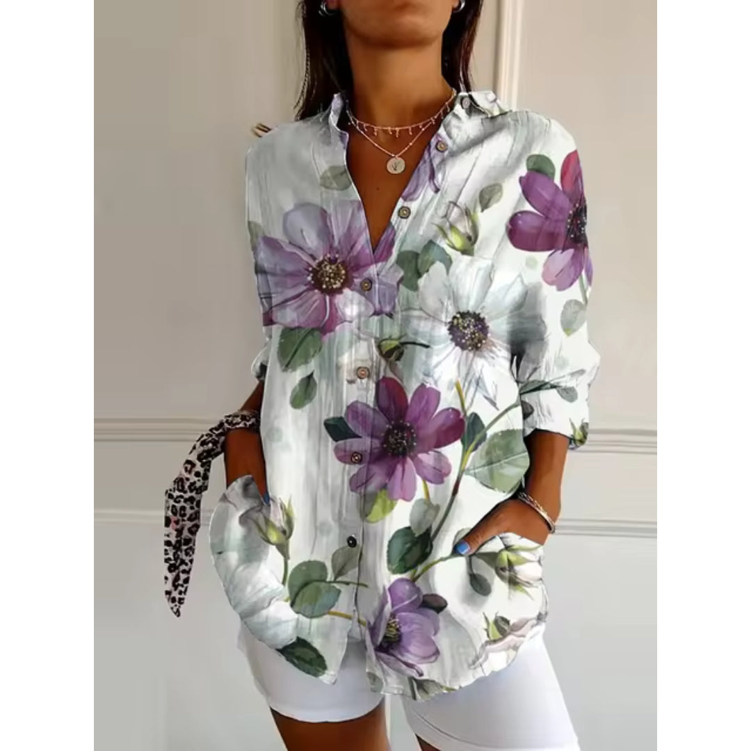 Women's Floral Button-Up Blouse
