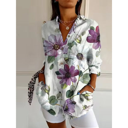 Women's Floral Button-Up Blouse