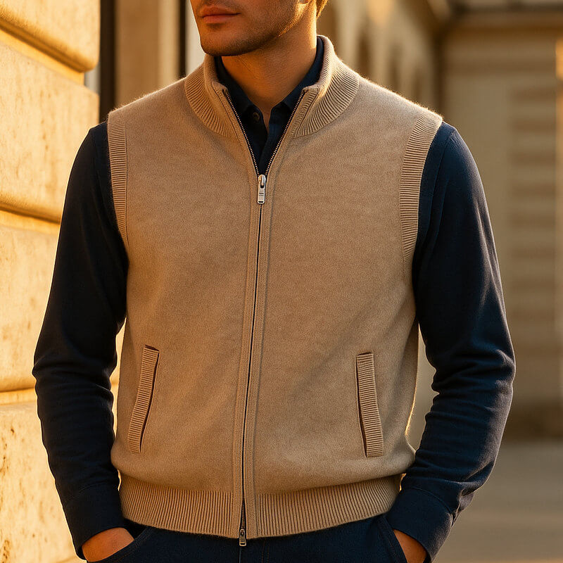 Harrington Cashmere-Feel Zip Vest
