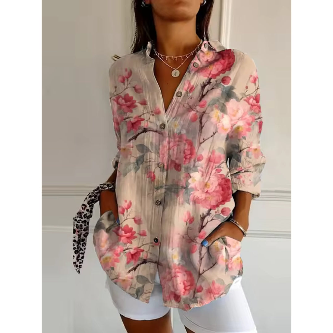 Women's Floral Button-Up Blouse