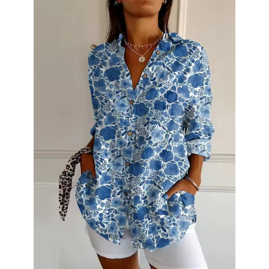 Women's Floral Button-Up Blouse