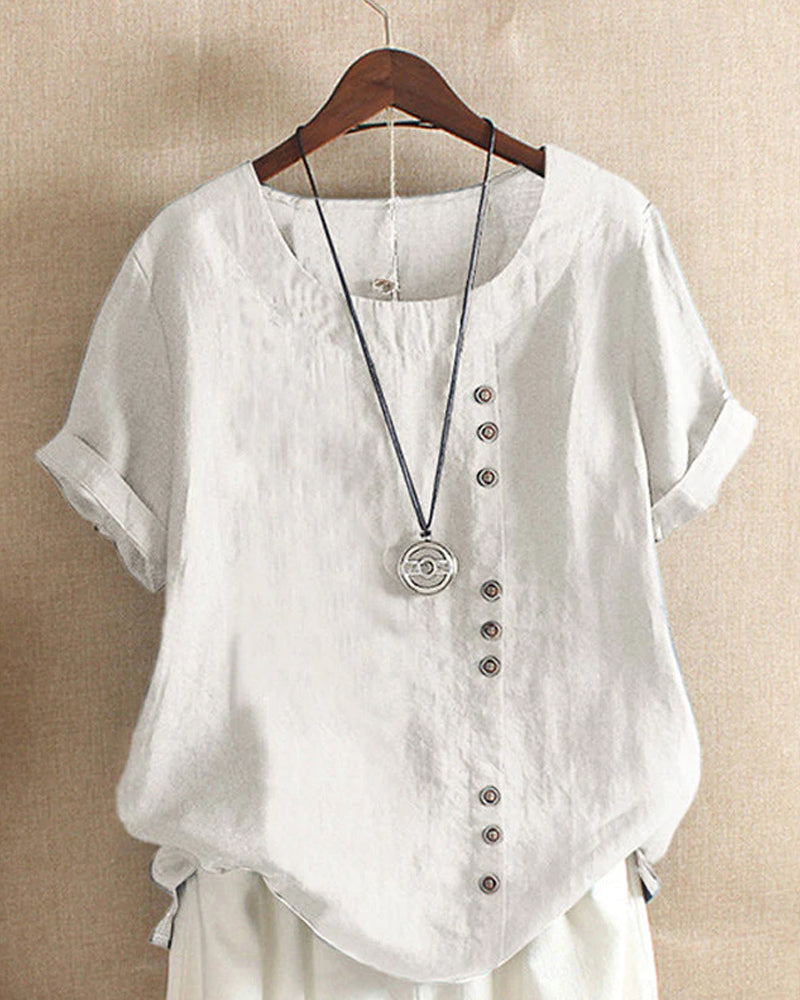 Lena Women's Blouse – Lightweight Linen Blouse with Buttons and Natural Look