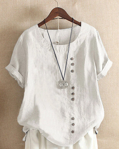 Lena Women's Blouse – Lightweight Linen Blouse with Buttons and Natural Look