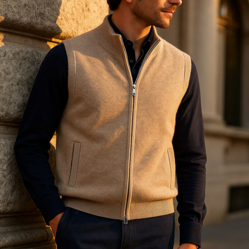 Harrington Cashmere-Feel Zip Vest