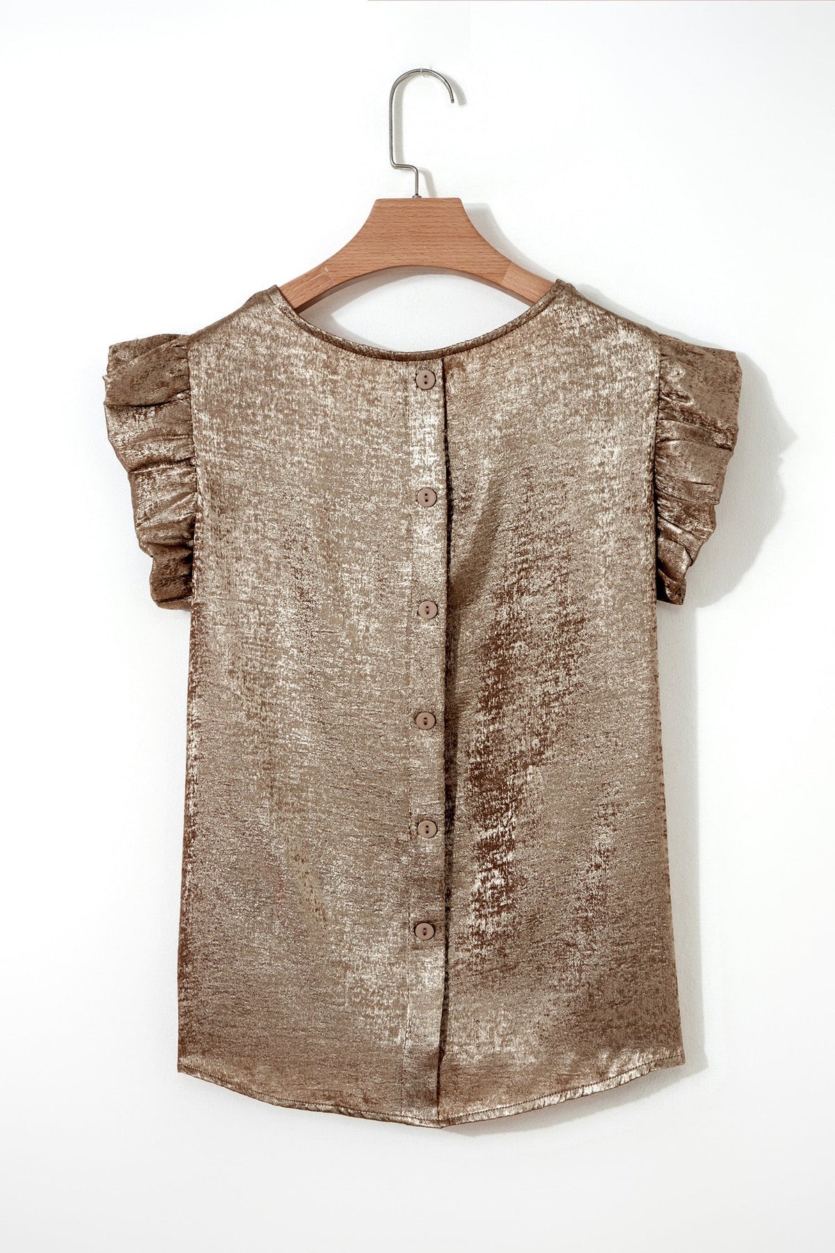 Top Metallic Gold Sleeveless with Round Neck and Ruffles