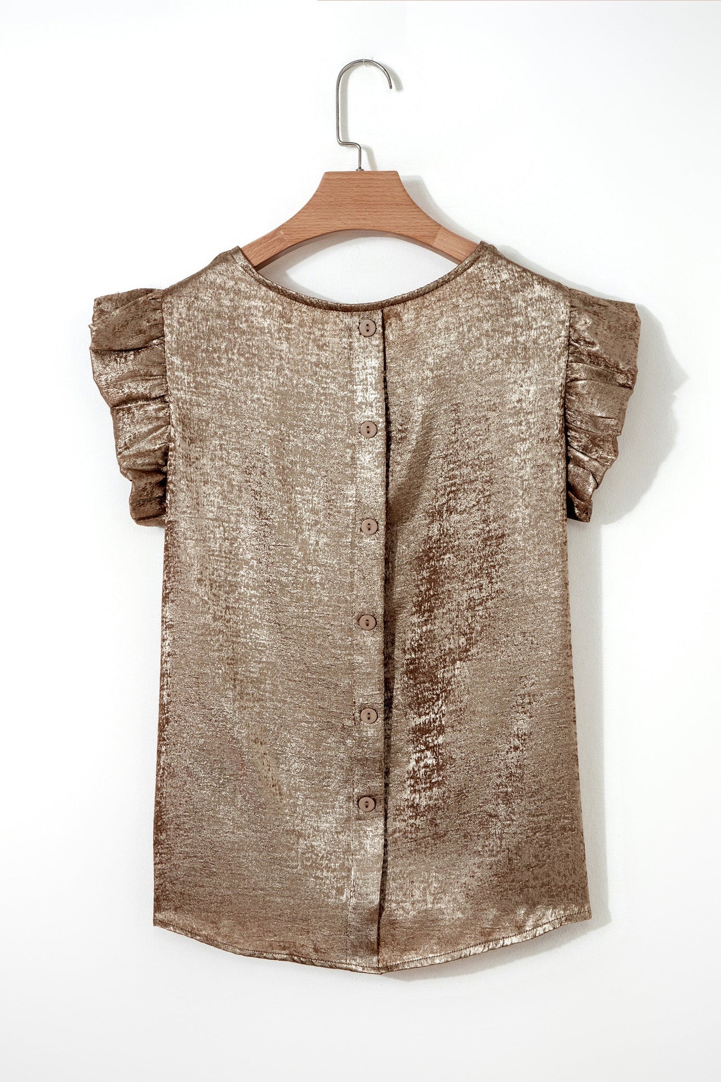 Top Metallic Gold Sleeveless with Round Neck and Ruffles