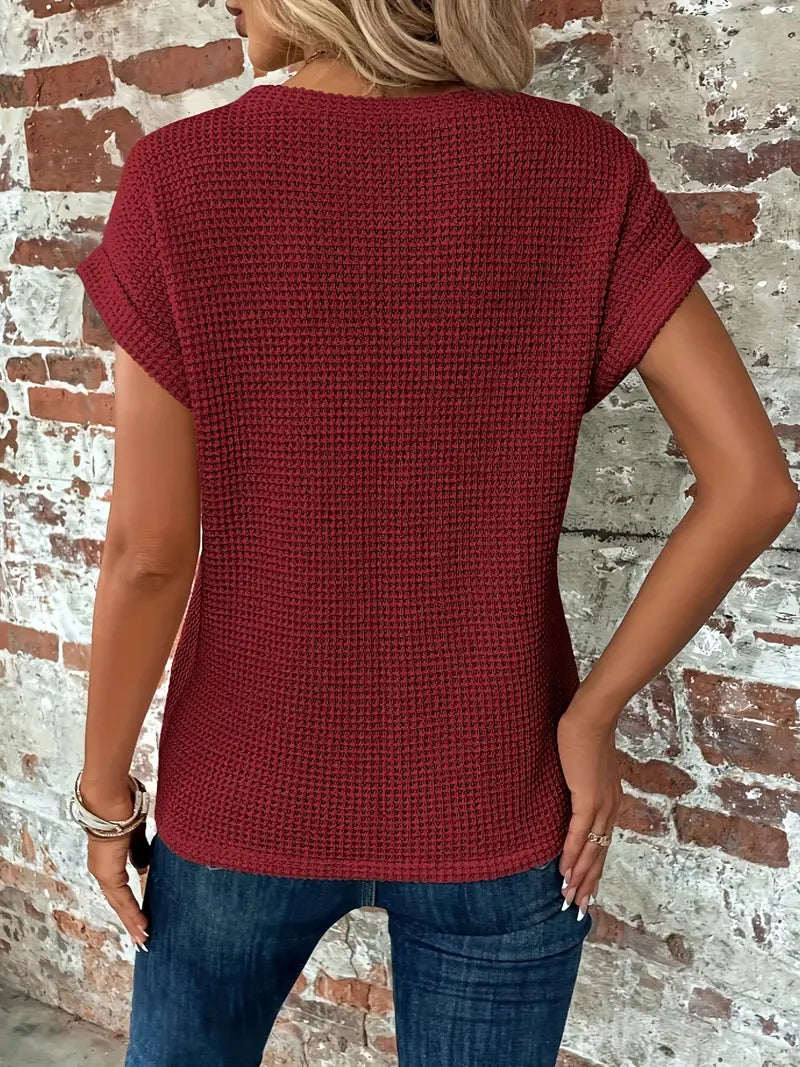 Women's Summer T-shirt with Short Sleeves and Crew Neck in Lightweight Fabric
