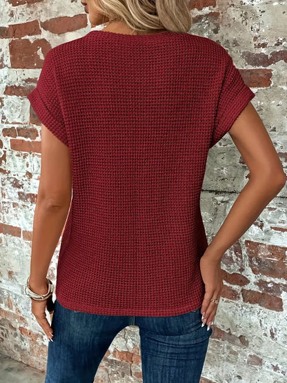 Women's Summer T-shirt with Short Sleeves and Crew Neck in Lightweight Fabric