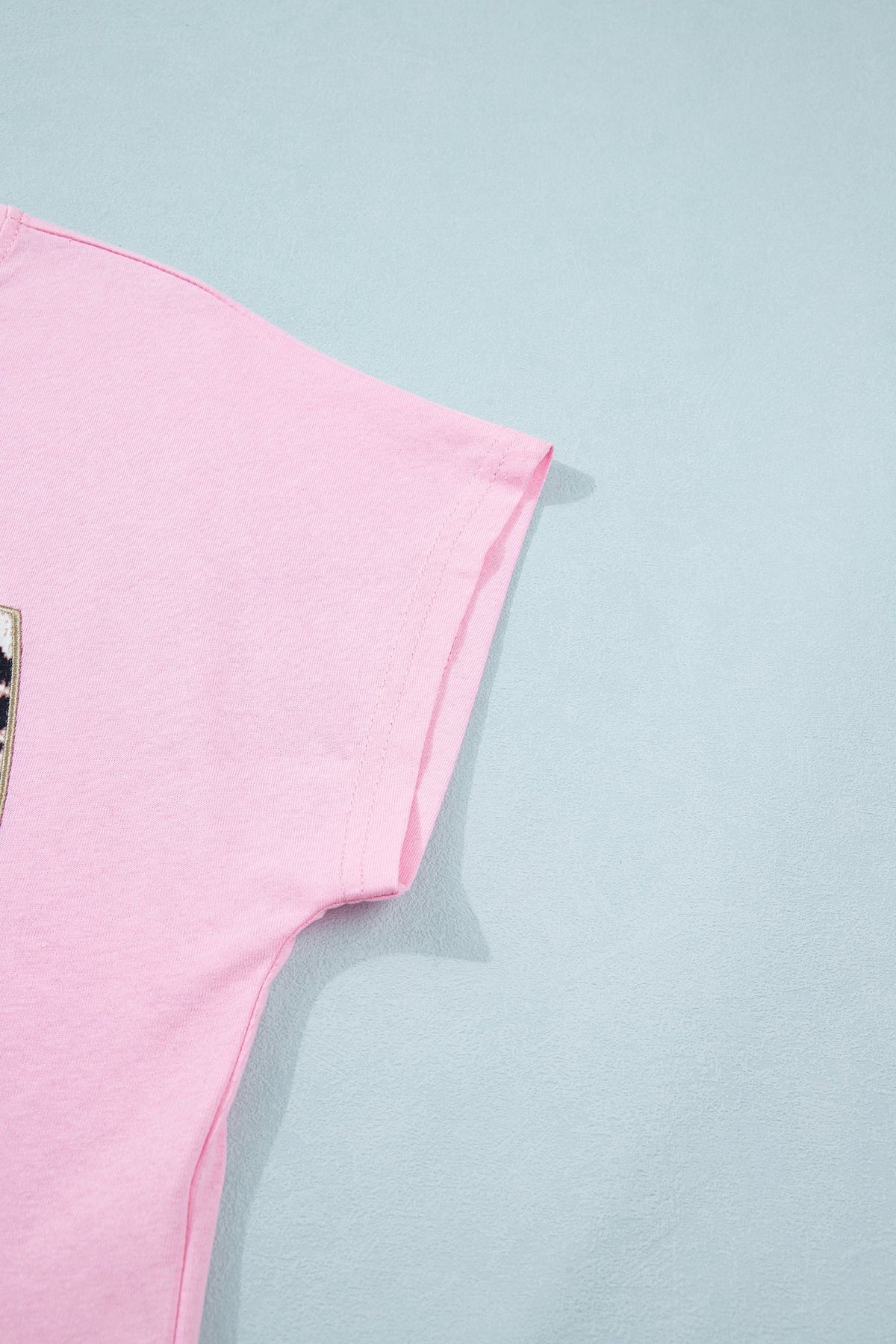 Cotton T-shirt with embroidered leopard bow and crew neck